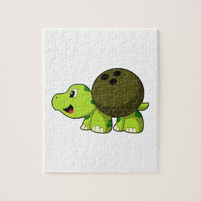 Turtle at Bowling with Bowling ball Jigsaw Puzzle (Vertical)