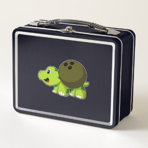 Turtle at Bowling with Bowling ball Metal Lunch Box