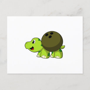 Turtle at Bowling with Bowling ball Postcard