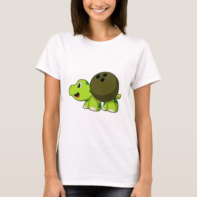 Turtle at Bowling with Bowling ball T-Shirt (Front)