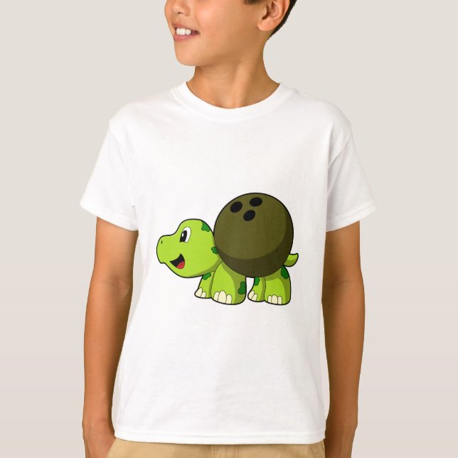 Turtle at Bowling with Bowling ball T-Shirt (Front)