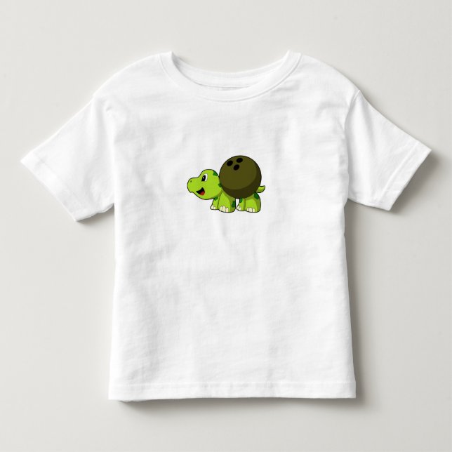 Turtle at Bowling with Bowling ball Toddler T-shirt (Front)