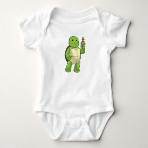 Turtle at Chess with Chess piece Pawn Baby Bodysuit