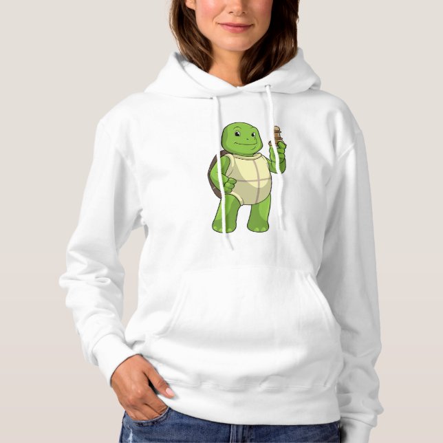 Turtle at Chess with Chess piece Pawn Hoodie (Front)
