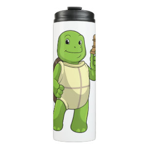 Turtle At Chess With Chess Piece Pawn Thermal Tumbler