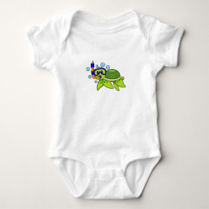 Turtle at Diving with Snorkel Baby Bodysuit