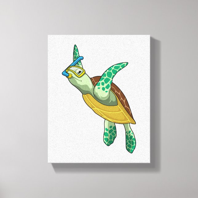 Turtle at Diving with Snorkel Canvas Print (Front)