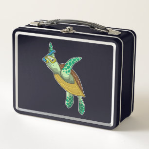 Turtle at Diving with Snorkel Metal Lunch Box