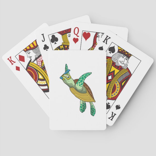 Turtle at Diving with Snorkel Playing Cards (Back)