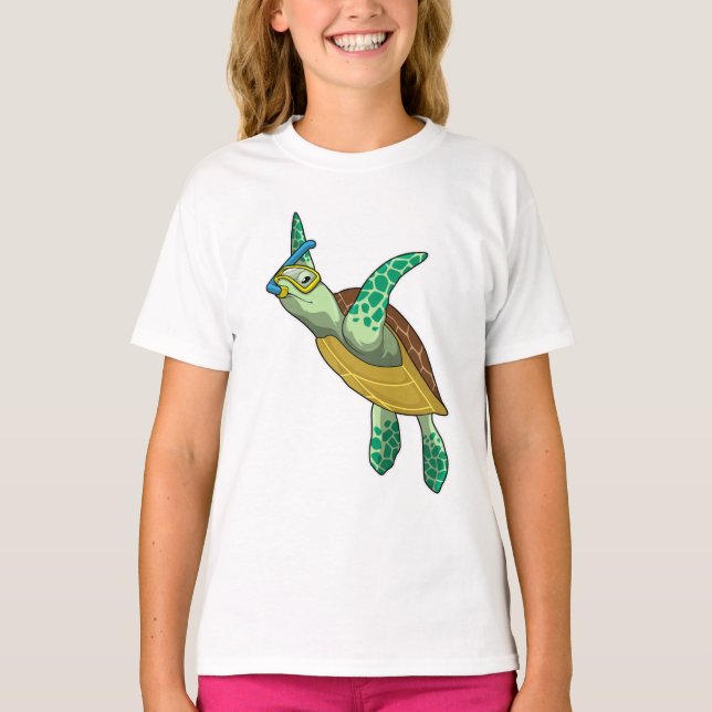 Turtle at Diving with Snorkel T-Shirt (Front)