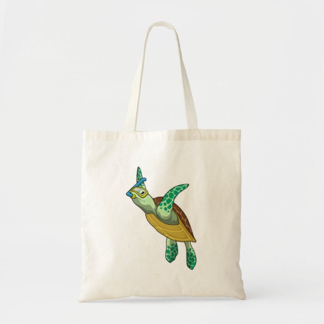 Turtle at Diving with Snorkel Tote Bag (Front)