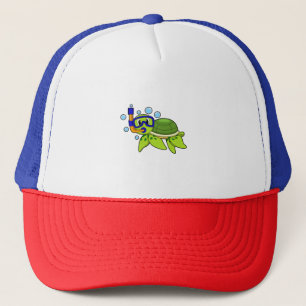 Turtle at Diving with Snorkel Trucker Hat