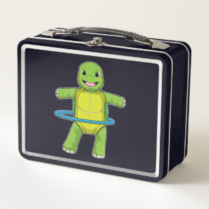 Turtle at Fitness with Fitness tires Metal Lunch Box