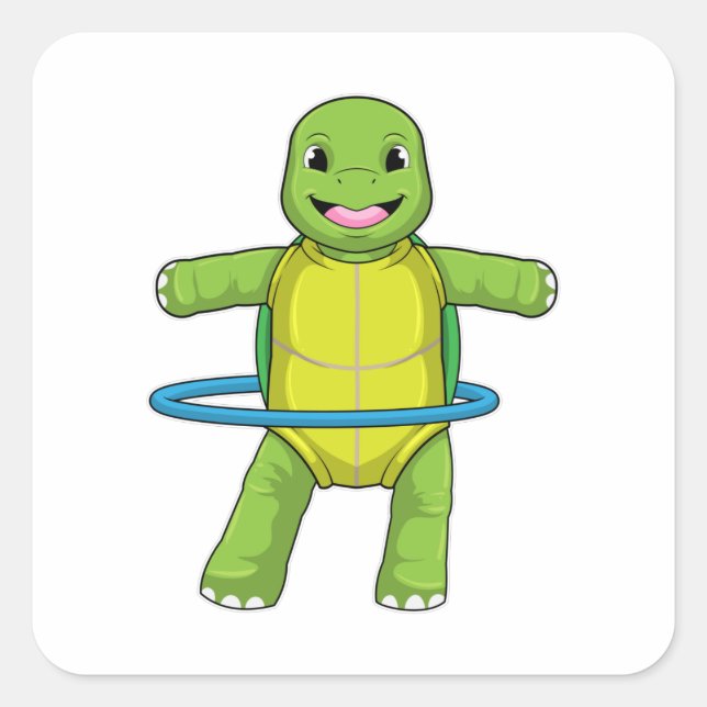 Turtle at Fitness with Fitness tires Square Sticker (Front)