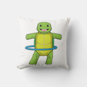 Turtle at Fitness with Fitness tires Throw Pillow