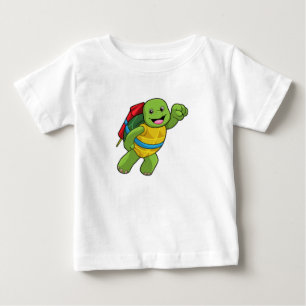 Turtle at Flying with Rocket Baby T-Shirt