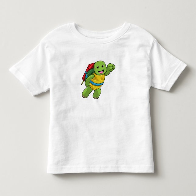 Turtle at Flying with Rocket Toddler T-shirt (Front)