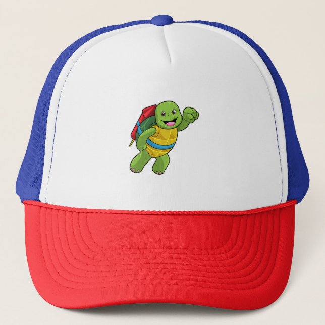 Turtle at Flying with Rocket Trucker Hat (Front)