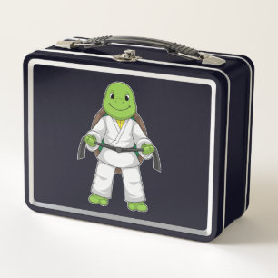 Turtle at Martial arts with black Belt Metal Lunch Box