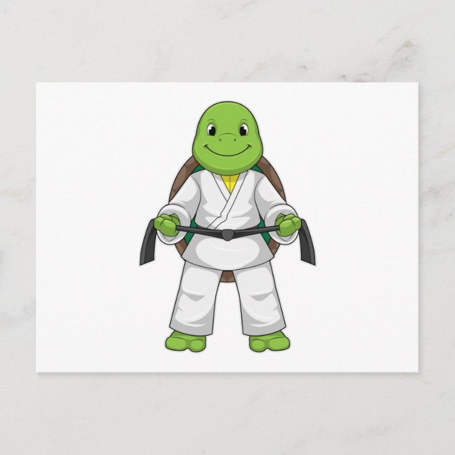 Turtle at Martial arts with black Belt Postcard (Front)