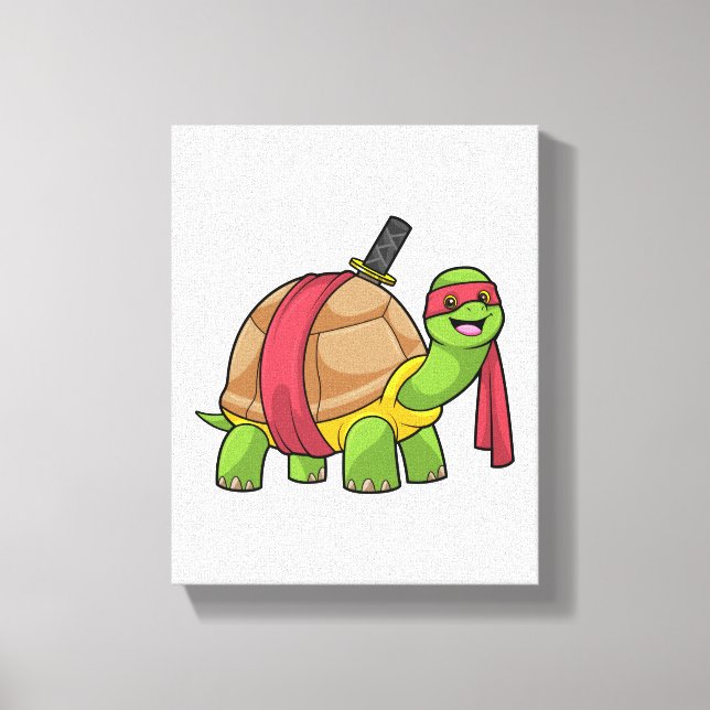 Turtle at Martial arts with Sword Canvas Print (Front)