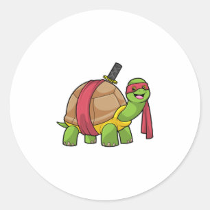 Turtle at Martial arts with Sword Classic Round Sticker