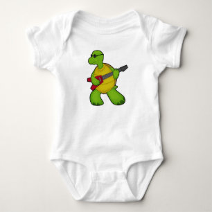 Turtle at Music with Guitar & Sunglasses Baby Bodysuit