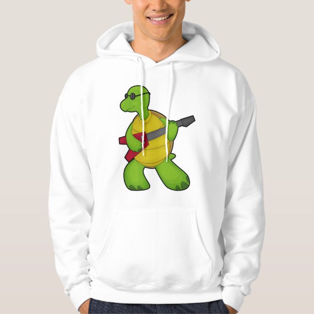 Turtle at Music with Guitar & Sunglasses Hoodie (Front)