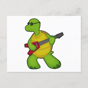 Turtle at Music with Guitar & Sunglasses Postcard
