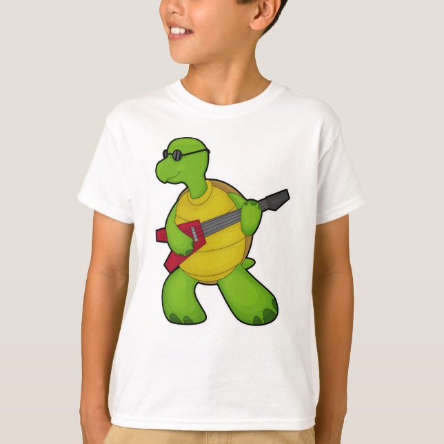 Turtle at Music with Guitar & Sunglasses T-Shirt (Front)