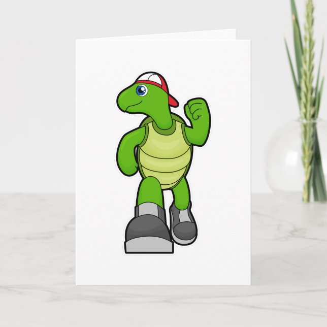 Turtle at Running with Cap Card (Front)
