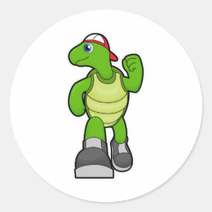 Turtle at Running with Cap Classic Round Sticker