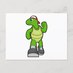 Turtle at Running with Cap Postcard