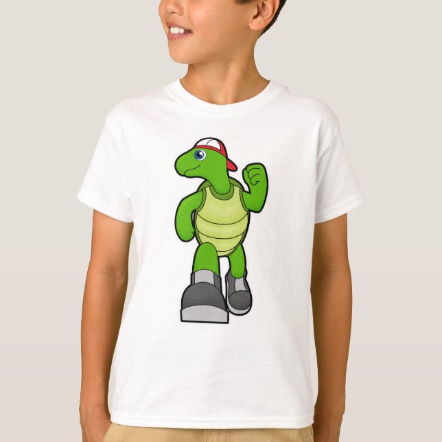 Turtle at Running with Cap T-Shirt (Front)