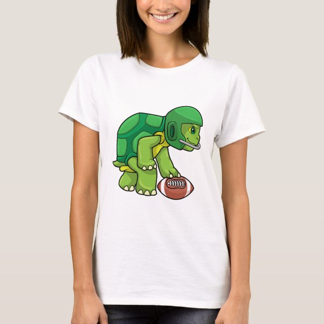 Turtle at Sports with Football & Helmet T-Shirt (Front)