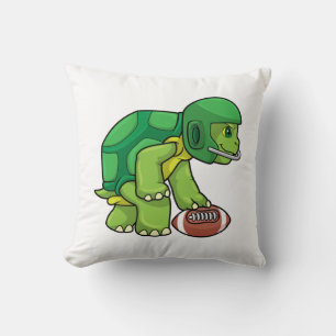Turtle at Sports with Football & Helmet Throw Pillow