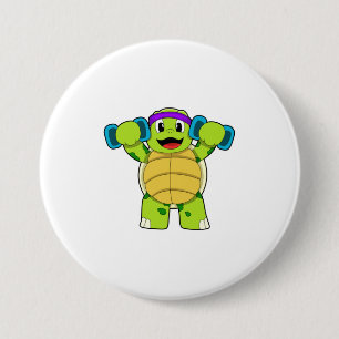 Turtle at Strength training & Dumbbells 3 Inch Round Button