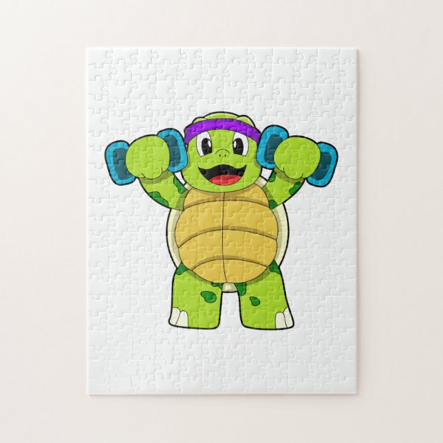 Turtle at Strength training & Dumbbells Jigsaw Puzzle (Vertical)