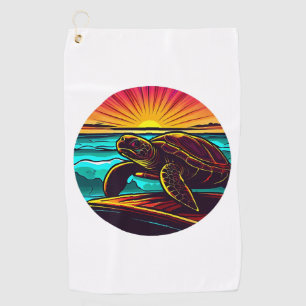 Turtle at Sunset, Inspiring Nature Design Golf Towel