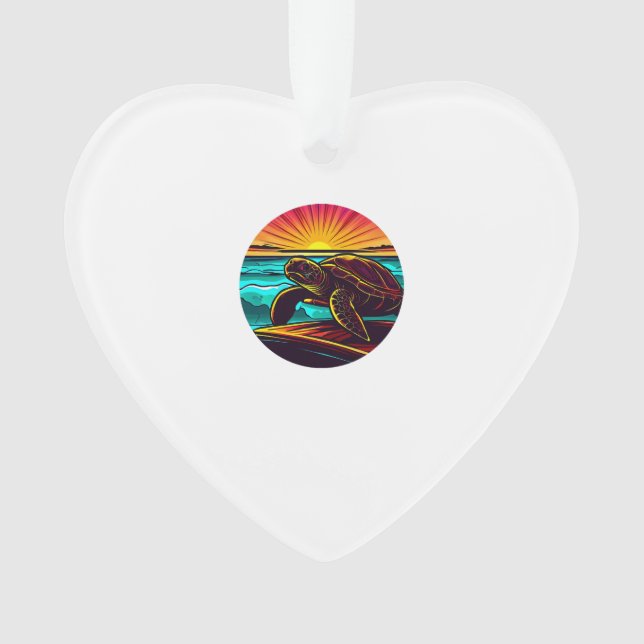 Turtle at Sunset, Inspiring Nature Design Ornament (Front)
