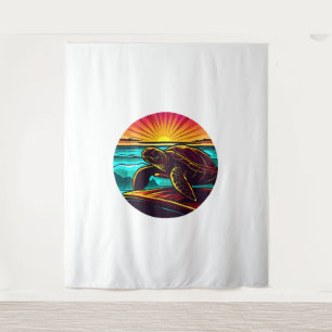 Turtle at Sunset, Inspiring Nature Design Tapestry