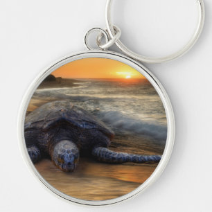 Turtle at Sunset Keychain