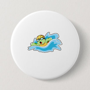 Turtle at Swimming in Water 3 Inch Round Button