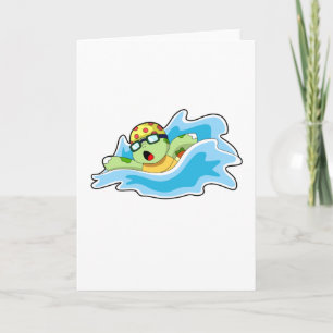 Turtle at Swimming in Water Card