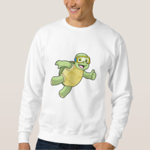Turtle at Swimming with Swimming goggles Sweatshirt