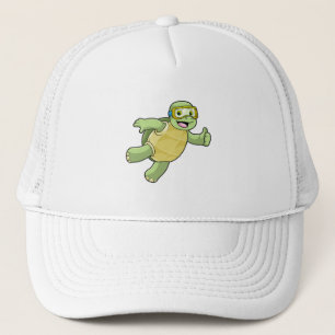Turtle at Swimming with Swimming goggles Trucker Hat