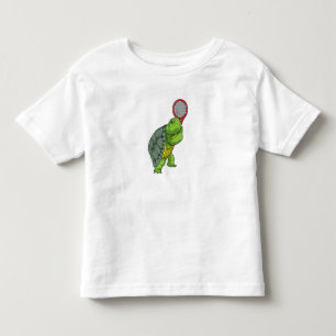 Turtle at Tennis with Tennis racket Toddler T-shirt