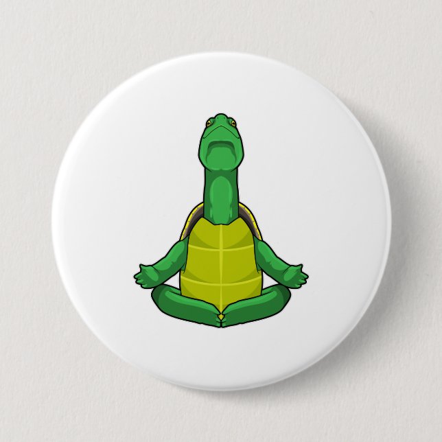 Turtle at Yoga Meditation 3 Inch Round Button (Front)