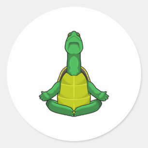 Turtle at Yoga Meditation Classic Round Sticker