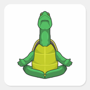 Turtle at Yoga Meditation Square Sticker